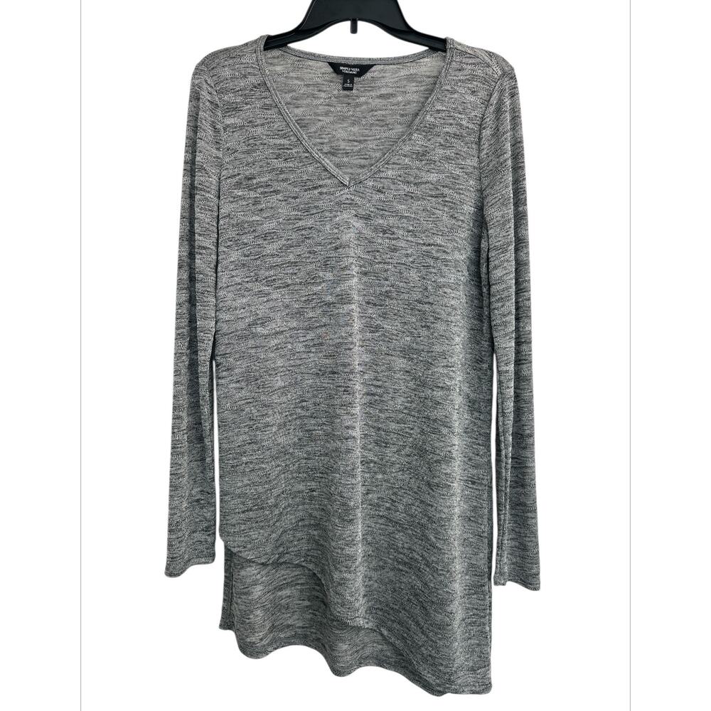 Simply Vera Vera Wang Gray Scallop Knitted Sweater Top Asymmetric Top Sz Small